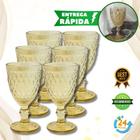 Jogo 6 Taça De Vidro Efeito Abacaxi Dourada copo 300ml Kit copoAntiguidade Minimalista luxo