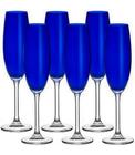 Jogo 6 Taças 220ml Para Champanhe Gastro Em Cristal Ecológico Azul Cobalto Bohemia