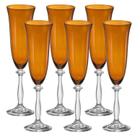Jogo 6 taças champanhe colorida cristal Angela 190ml marrom