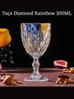 Jogo 6 Taças Diamond Rainbow 300ML Taça Água Drink Vinho Bebida Suco Espumante Champagne Coquetel