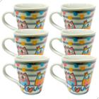 Jogo 6 Xícara Café 110 Ml Porcelana Caneca Cafe cha cozinha - coruja love 301 - Rosa Decor Home