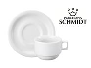 Jogo 6 Xícara Chá 200ml C/ 6 Pires Porcelana Schmidt Linha Protel
