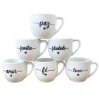 Jogo 6 Xicaras Café/Chá 170ml - Frases Motivacionais - Antilope Decor Porcelanas