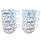 Jogo 6 Xícaras Café Chá 200ml Porcelana Frases Motivacionais - Antilope Decor Porcelanas