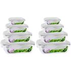 Jogo 8 Potes Vidro Retangular 370 640 1040 1520ml 4 Modelos