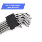 Jogo 9 Peças Kit Chave Torx Profissional Extralonga Tipo L Aço Western