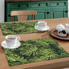 Jogo Americano 6 Peças Em Jacquard Estampado Costela de Adão Verde - Menedecor