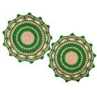 Jogo Americano Verde E Caqui Crochê 38Cm Kit 2Pc Sousplat - Inigual