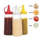 Jogo bisnaga tubo grande para molho condimento ketchup mostarda maionese temperada tampa flexivel