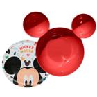 Jogo Bowl Petisqueira Orelha Mickey e Prato Raso Melamina 20cm - Tuut