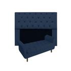 Jogo Cabeceira Mirage Com Recamier Grécia King 195 cm Suede Azul Marinho - INCASA DECOR