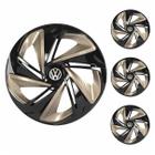 Jogo Calota Aro 13 Nitro X Black Gold Universal + Emblema Resinado Volkswagen