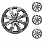 Jogo Calota Aro 13 Prime Graphite Silver Universal + Emblema Resinado Volkswagen