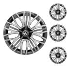 Jogo Calota Aro 13 Triton Sport Black Silver Graphite Universal + Emblema Resinado Volkswagen