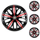 Jogo Calota Aro 14 Triton Sport Black Red Universal + Emblema Resinado Chevrolet GM