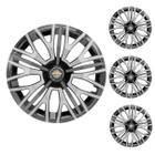 Jogo Calota Aro 14 Triton Sport Black Silver Graphite Universal + Emblema Resinado Chevrolet GM