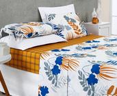 Jogo Cama lençol 4pcs 200 Fios Floreal Estampado Casal QUEEN