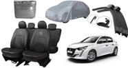 Jogo capa couro Peugeot 208 21-24 + cobrir + limpador completo