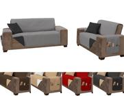 Jogo capa sofá protetor impermeavel ultrassonico king 2 e3 lugares cinza e preto