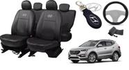 Jogo Capas de Couro Hyundai Santa Fe 2019 + Capa de Volante + Chaveiro Hyundai