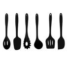 Jogo Colheres Utensílios Silicone Maciço Preto 6 Peças - Clink