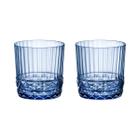 Jogo com 2 Copos De Vidro Para Whisky 370 ml Azul America 20s Bormioli Rocco