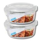 Jogo com 2 Potes Vidro Hermético Mantimentos Marmita 400ml
