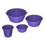 Jogo Com 3 Bacias 1 Balde Kit completo Plástico Reforçado - ROXO