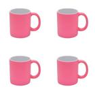 Jogo Com 4 Canecas Rosa Pink Fosco Veludo P Chá Café 350ml