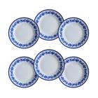 Jogo com 6 Pratos de Sobremesa 19cm Porcelana Retrô Azul Viena Casambiente