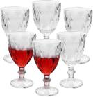 Jogo com 6 Taças de Vidro Diamante 340ML Resistentes e Elegantes para Água e Vinho