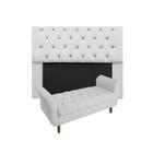 Jogo Com Cabeceira Mirage + Recamier Grécia Solteiro 90 cm Suede Branco - DL DECOR