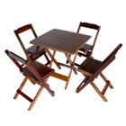 Jogo Conjunto 1 Mesa 60x60cm e 4 Cadeiras Bar Dobrável em Madeira Maciça - Com pintura Cor Café