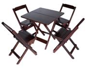 Conjunto de Mesa Dobrável Retrátil 120 x 75 Preta + 4 Cadeiras Botonê  Vermelho