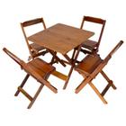 Jogo Conjunto 4 Cadeiras e 1 Mesa Dobrável de Madeira 70 x 70 - Com Pintura Mel