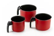 Jogo Conjunto de 3 Fervedores/Canecos 12/14/16 Alumínio Antiaderente TEFLON - Ideal para água café e chá