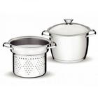 Jogo Cozi-Pasta Aço Inox Com Tampa De Vidro 20 Cm 2 Peças Allegra