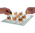 Jogo Da Velha Shot Drink Em Vidro Com 8 Copos Pequen 13x13cm