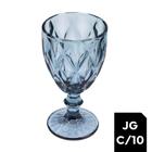 Jogo de 10 Taças de Vidro Cor Azul Diamond para Água Vinho Lyor 300ml