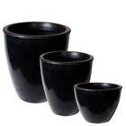 Jogo de 3 vasos para plantas decorativos modelo Coluna Redonda Liso Brilhante Polido