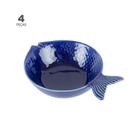 Jogo de 4 Peixes Decorativos Wolff Ocean de Cerâmica Azul 20cm
