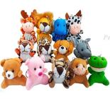 Jogo de 50 Mini Chaveiro de Pelúcia Animais Safari Selva Fazenda - 6cm - PELUCIAS&CIA