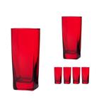 Jogo De 6 Copos Chiques Vidro Quadrado 320ml Vermelho Luxo - PRATICASA