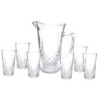 Jogo 7pc Jarra com 6 Copos de Vidro Roberta 1,25l/260ml Transparente