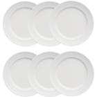 Jogo de 6 Pratos Rasos Porcelana 26,5cm Germer Relevo Chevron Branco Redondo Mesa Posta