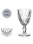 Jogo de 6 Taças Diamond 260ML Vidro Transparente Água Drink Suco Bebida Coquetel Casa Cozinha - Original Line