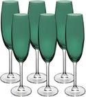 Jogo de 6 taças para champanhe em cristal ecológico 220ml A24cm cor verde escura