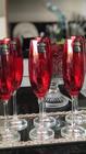 Jogo de 6 taças para champanhe em cristal ecológico 220ml A24cm cor vermelho carmim