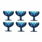 Jogo De 6 Taças Para Sobremesa Matelassê Em Vidro 310 Ml Azul 22035 - Dynasty