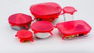 Jogo de 6 tampas silicone reutilizavel diversos tamanhos